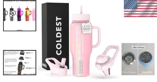 Insulated 36 Oz Tumbler – Keeps Drinks Cold for 36+ Hours, 3 Lids Included