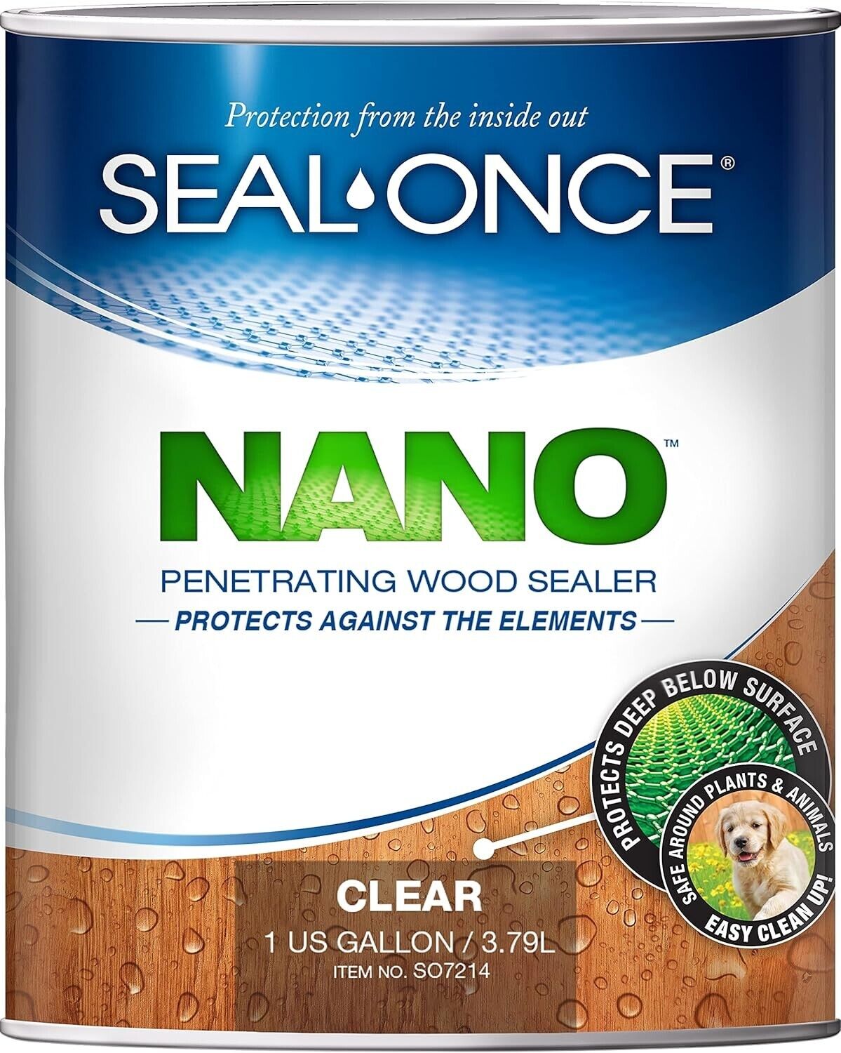 1 Gallon Clear Wood Sealer - Fast-Drying Nano Protection for Outdoor Use