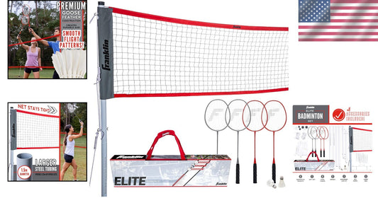 Champion Badminton Net Set - Sturdy Poles, Rackets, and Birdies for Backyard Fun