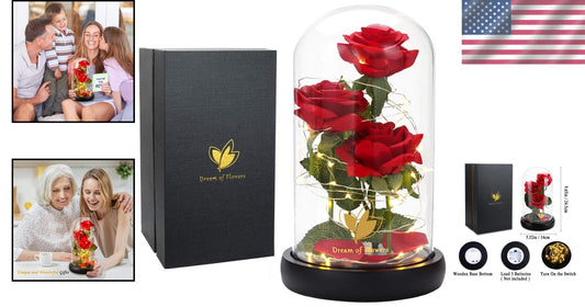 Eternal LED Silk Rose in Glass Dome - Perfect Valentine's Day Gift for Her
