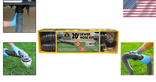 Durable 20' Silverback Sewer Hose with Rotating Fittings for Easy Waste Disposal