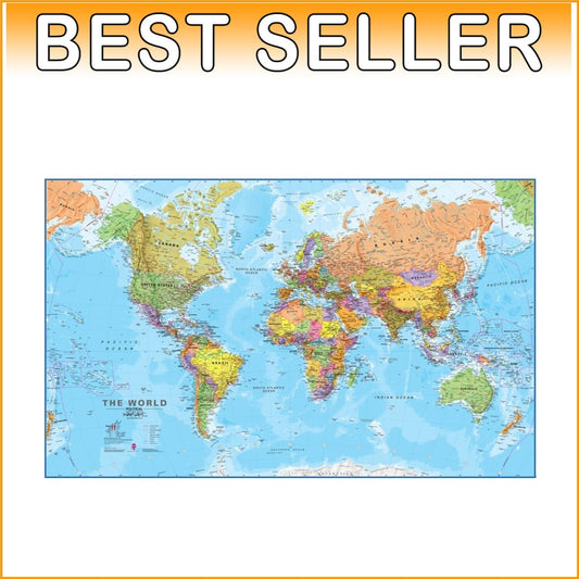 Mega Political World Map - 2024 Update - 46 x 80 Fully Laminated and Writable