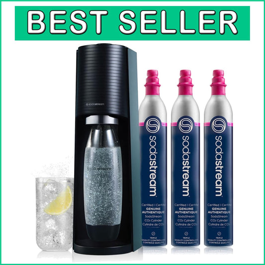 Terra Sparkling Water Maker Bundle in Black - Eco-Friendly 60L CO2 Included