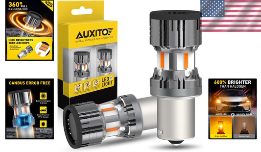 2025 Upgraded 1156 LED Turn Signal Bulbs - 4000LM Super Bright Amber Yellow