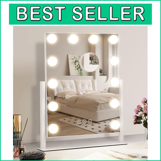 Dimmable Makeup Mirror with 3 Color Settings & 10X Detachable Magnification