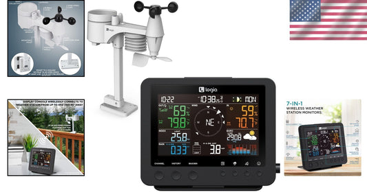 Advanced 7-in-1 Weather Station: Indoor/Outdoor Sensor with Forecast Alerts