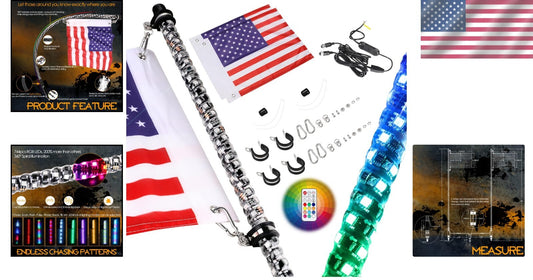 Ultimate 5ft RGB LED Whip Lights - Remote Controlled Offroad Adventure Lighting