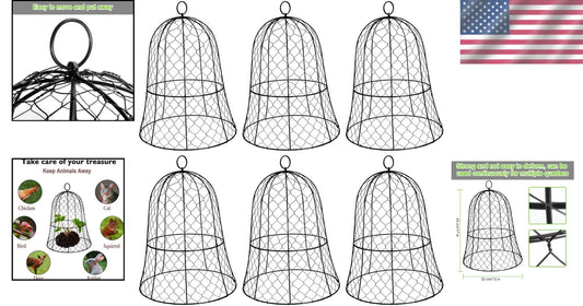 Space-Saving 6 Set Garden Cloches, 13"D x 17"H for Rabbits and Birds Deterrent