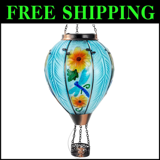 Colorful Solar Hot Air Balloon Garden Light with Flame for Magical Ambiance