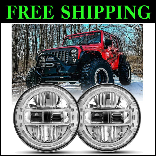 Upgraded 1200% Bright 7-Inch LED Headlights for Jeep Wrangler JKU JK 1997-2018