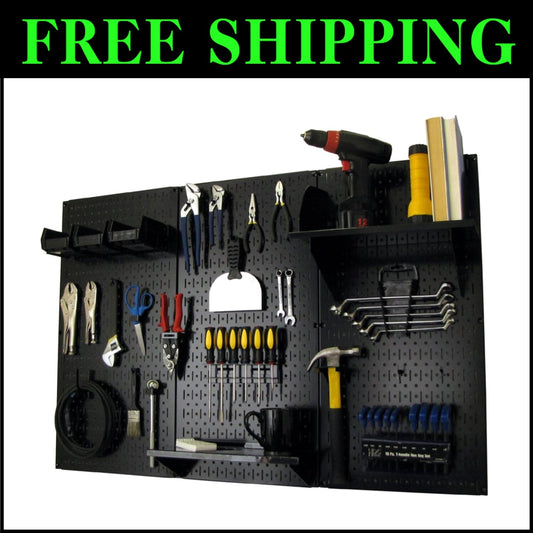 Versatile Black Metal Pegboard Organizer for Tools - Wall Mountable Solution
