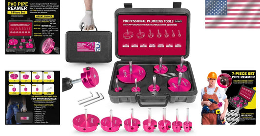 Durable Aluminum Alloy 7-Piece Pipe Reamer Kit for Leak-Free Plumbing Repairs