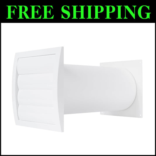 Louvered 5" Dryer Vent Cover Kit - Adjustable Length with Insect Protection