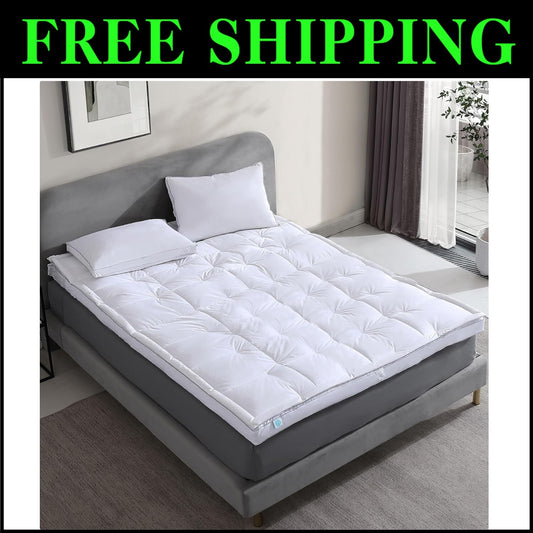 Luxurious 3-Inch King Feather Topper with Cotton Fabric - All-Season Comfort