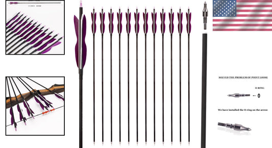 Durable 31" Carbon Arrows with 5" Turkey Feathers for Recurve & Compound Bows