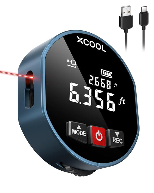 98-ft Laser Tape Measure with 328-ft Rolling Tape - Lightweight, Magnetic Design