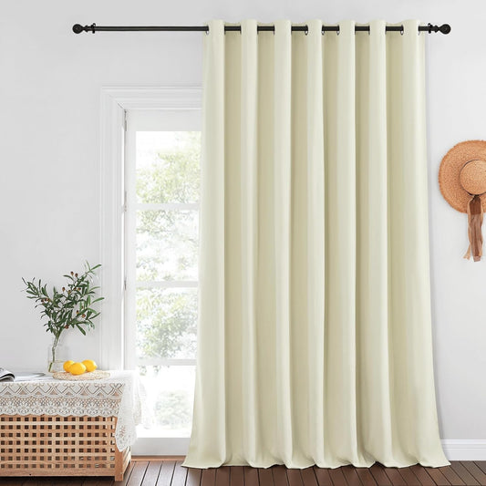 Soft Polyester Beige Blackout Curtains 100” W x 108” L - All-Season Room Divider