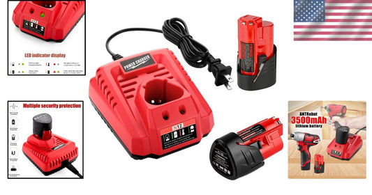 Milwaukee M12 Lithium Battery Starter Kit: 2x 3500mAh Batteries + Fast Charger