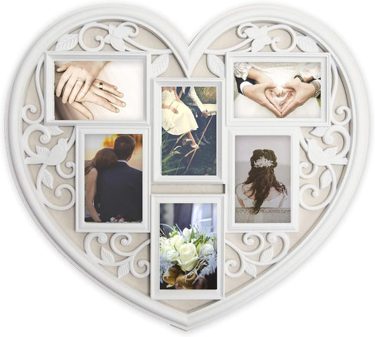 6-Opening Heart-Shaped Picture Frame - Perfect for Weddings and Engagements