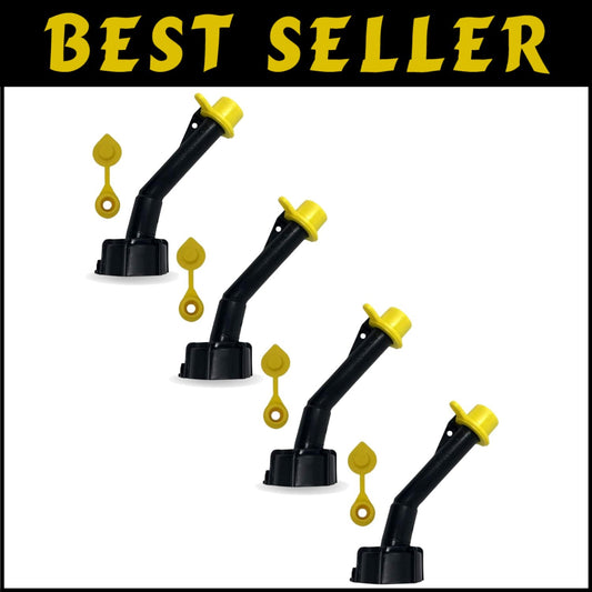 Easy Pour Gas Can Spout Replacement Set - 4 Nozzles & Vent Caps Included