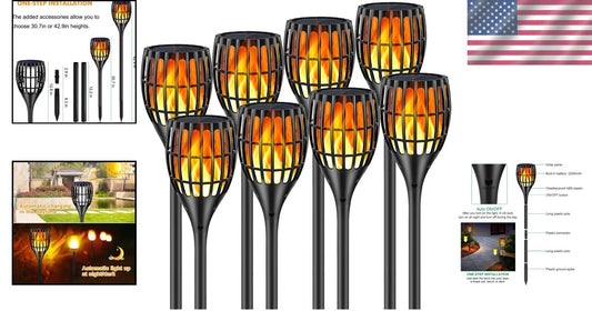 Waterproof Solar Flickering Flame Lights - Vintage Pathway Decoration, 43-Inch