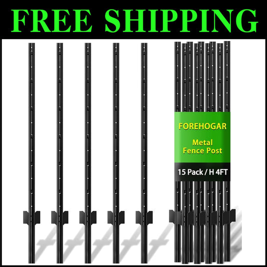 Versatile 4ft Black Steel Fence Posts - Ideal for Garden and Animal Barriers
