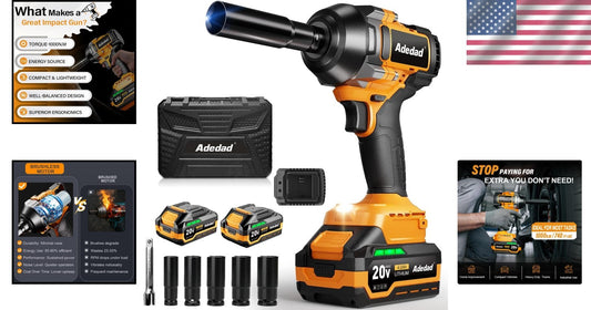Compact 20V Brushless Impact Gun | 1000Nm Torque with Dual Batteries Included