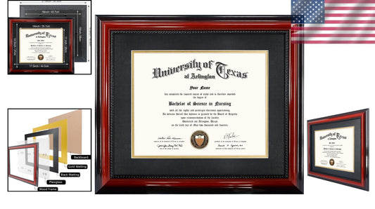 Versatile 15x18 Certificate Frame with Solid Wood Cherry Finish & UV Protection