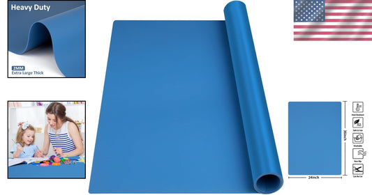 Thick 2mm Silicone Craft and Kitchen Mat 36x24” – Easy Clean & Reusable