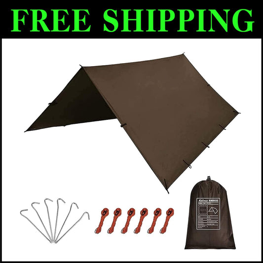 10x16.5ft Multi-Use Waterproof Tarp for Camping & Picnics - Easy Setup Included