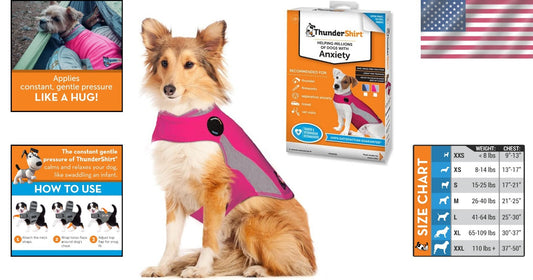 Large Pink Dog Anxiety Jacket - All Breed Support for Stress Relief (41-64 lbs)