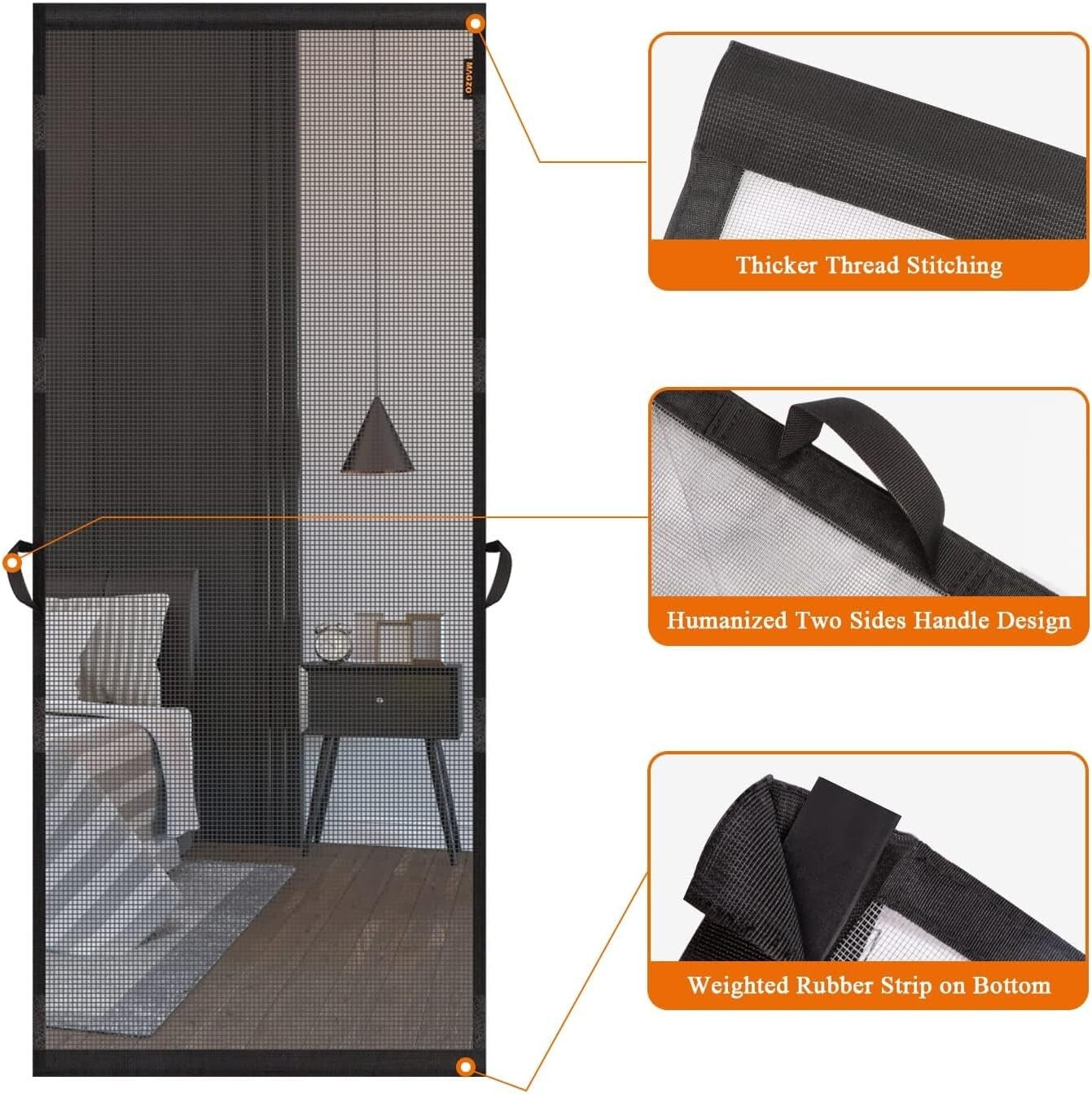 Stylish Heavy-Duty Screen Door 38" x 99" - Convenient Pet Access & Fresh Air