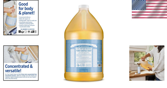 Biodegradable 1 Gallon Vegan Castile Soap - Unscented, Eco-Friendly & Versatile