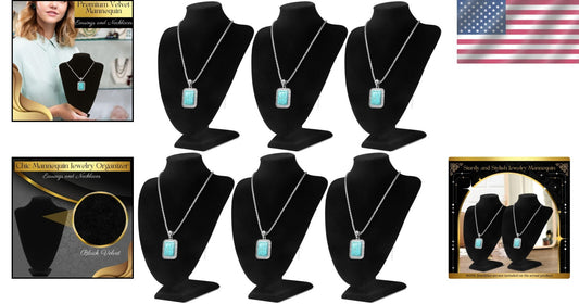 Elegant Black Velvet Necklace Bust Display Stand - 10 Inch, 6 Pack for Boutique