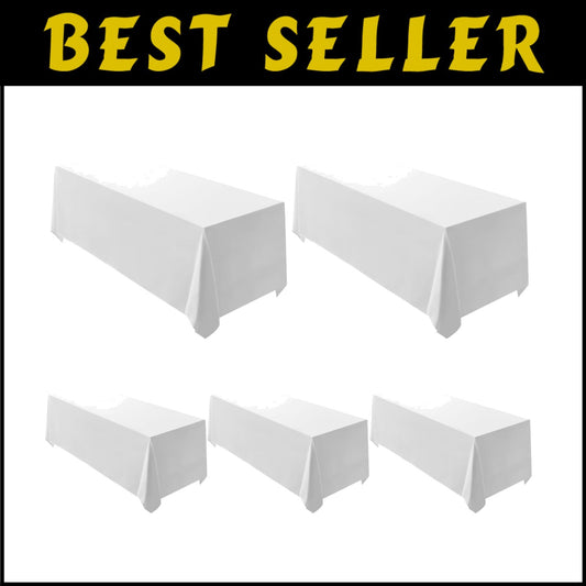 Elegant 5 Pack White 90x132 Inch Tablecloths for Stylish Dining Experiences