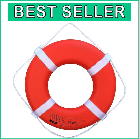 Safety-First 24" Orange Life Ring with Web Straps - Ideal for Boating Adventures