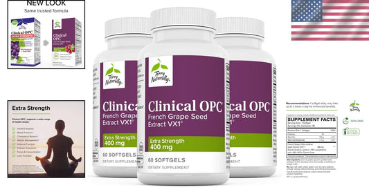 Clinical OPC Extra Strength - 60 Softgels, 3 Pack - 400 mg Grape Seed Extract
