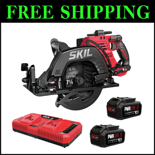 Professional 2x20V Circular Saw Set with Long-Lasting Lithium Batteries - Red