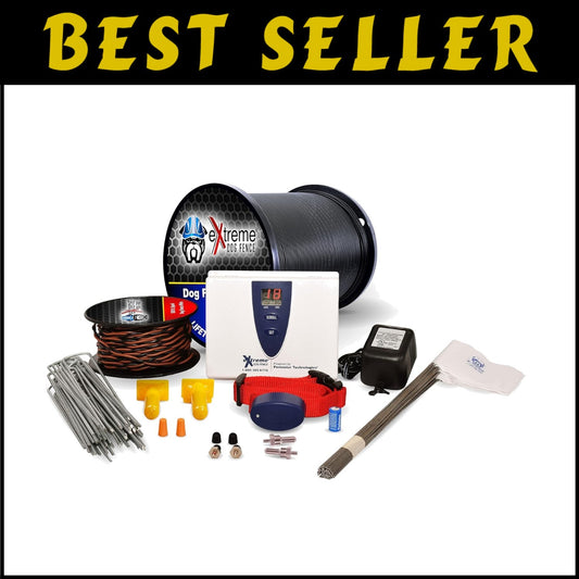 Electric Dog Fence System - 1 Dog, 1500 Ft Heavy-Duty Wire & Waterproof Collar