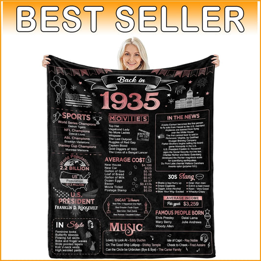 Charming 90th Birthday Throw Blanket - Rose Color, Ideal Keepsake for Her