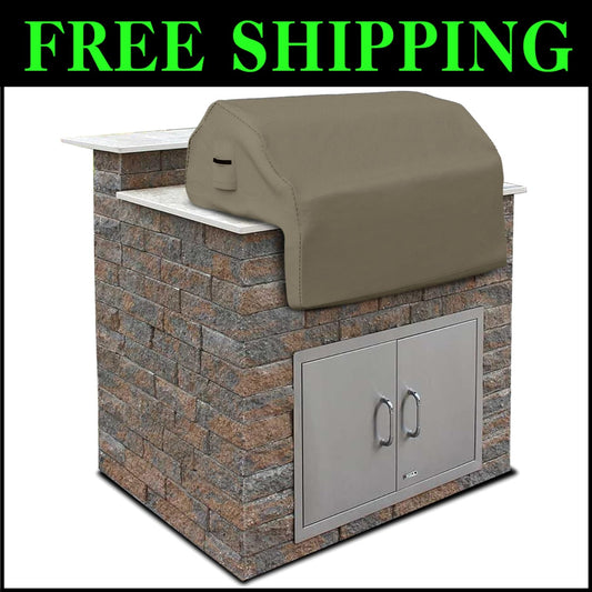 12 Oz Waterproof Outdoor Grill Cover - Durable Snug Fit 32"x26" Beige