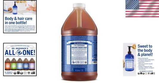 Fair Trade Organic Sugar Soap with Peppermint, 64 oz - Eco-Friendly Nourishment