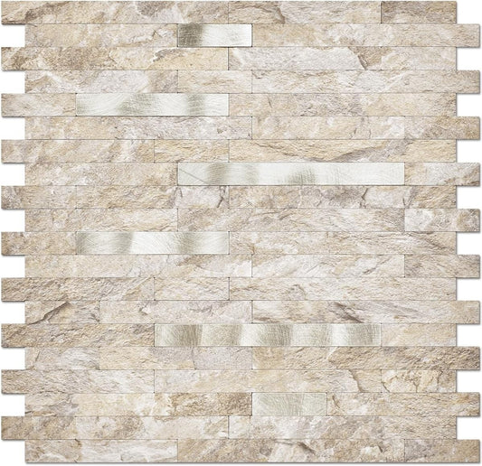 Elegant Sandstone 10-Pack Peel & Stick Textured Tile: DIY Kitchen/Bath Finish