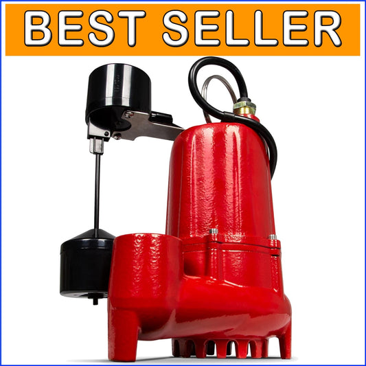 1/3 HP Red Cast Iron Sump Pump with Automatic Float Switch & 10' Cord