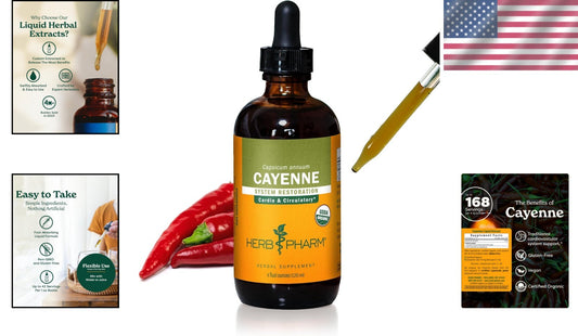 Cayenne Liquid Extract - 4 Oz Certified Organic Supplement for Circulation