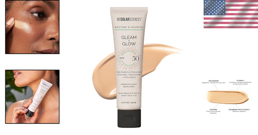 Gleam and Glow SPF 50 Tinted Face Moisturizer – Radiant Hydration & Protection