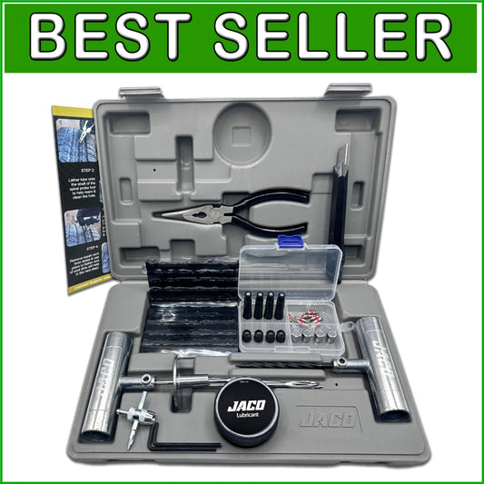 Emergency Tire Repair Kit with Heavy Duty Case & Tools - JACO Lifetime Warranty
