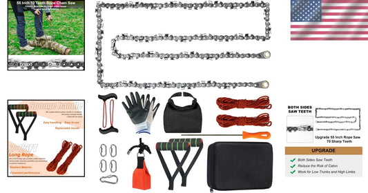 Double-Sided 55-Inch Rope Chainsaw for High Limb Access - Portable & Efficient