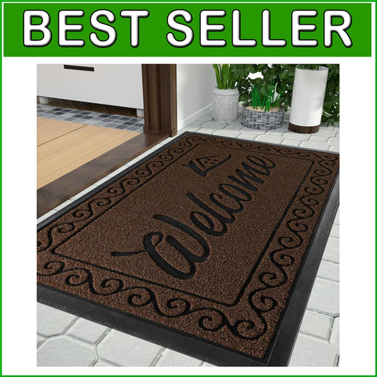 Elegant Striped Welcome Mat, 36x24 Inch Easy Clean for High Traffic Areas
