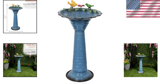 Captivating 28" Metal Birdbath - Perfect for Enchanting Outdoor Spaces